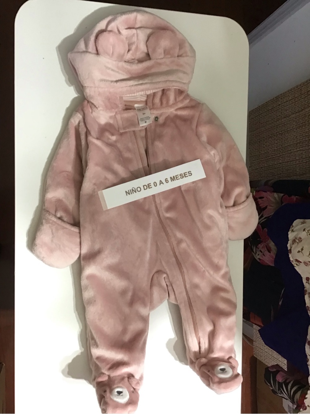 Carter's Pink Plush Hooded Baby One-Piece Footie